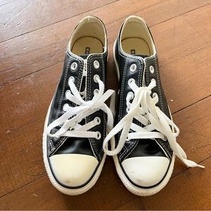 CONVERSE Faux Leather Low Top Black and White Womens size 7